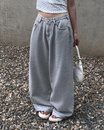 Komi Light Blue Wide Damage Denim Pants
